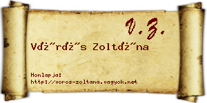 Vörös Zoltána névjegykártya